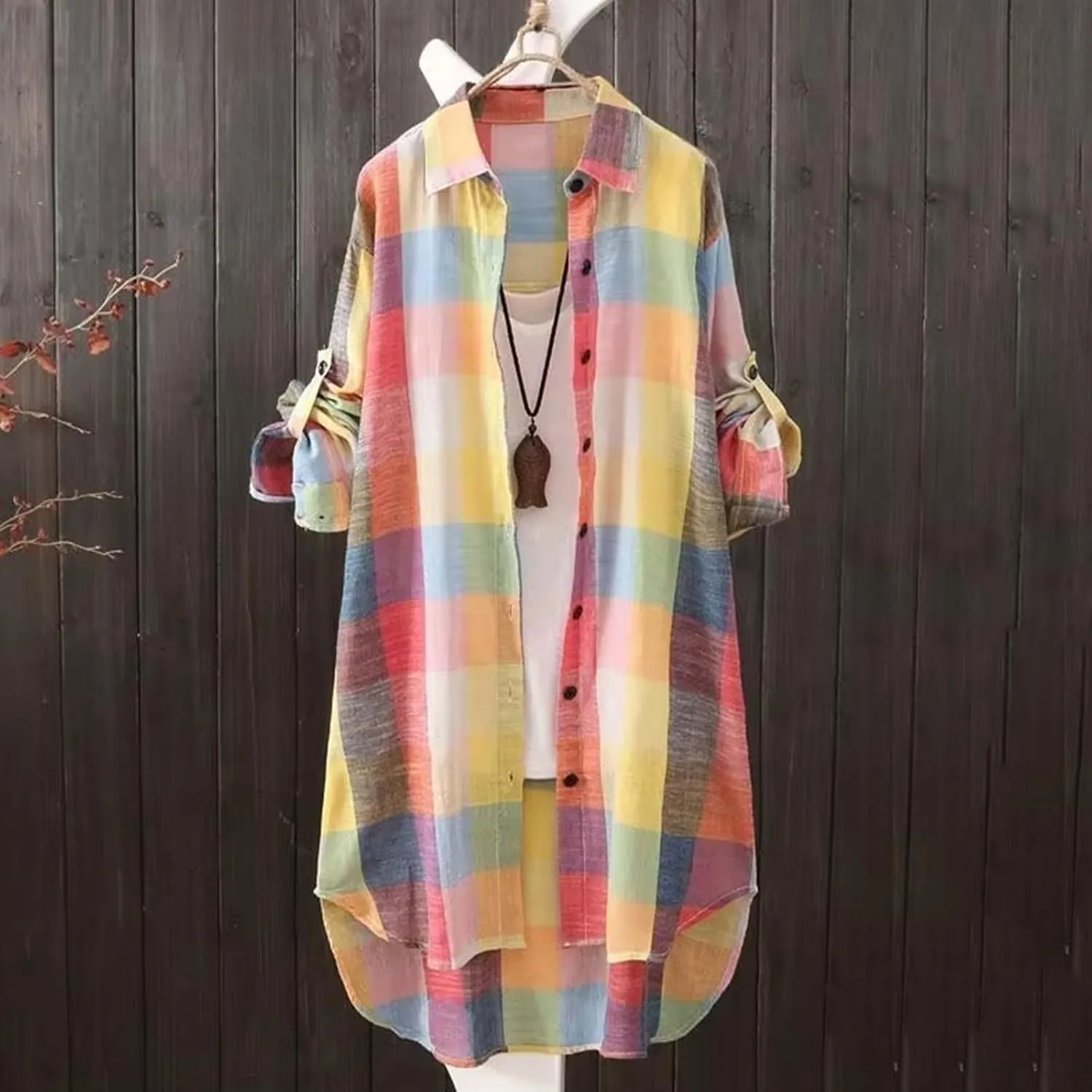 Cardigans for Women 2025 Plus Size Fall Fashion Open Front Roll Up Sleeve Button Down Plaid Shirts Casual Loose Tops