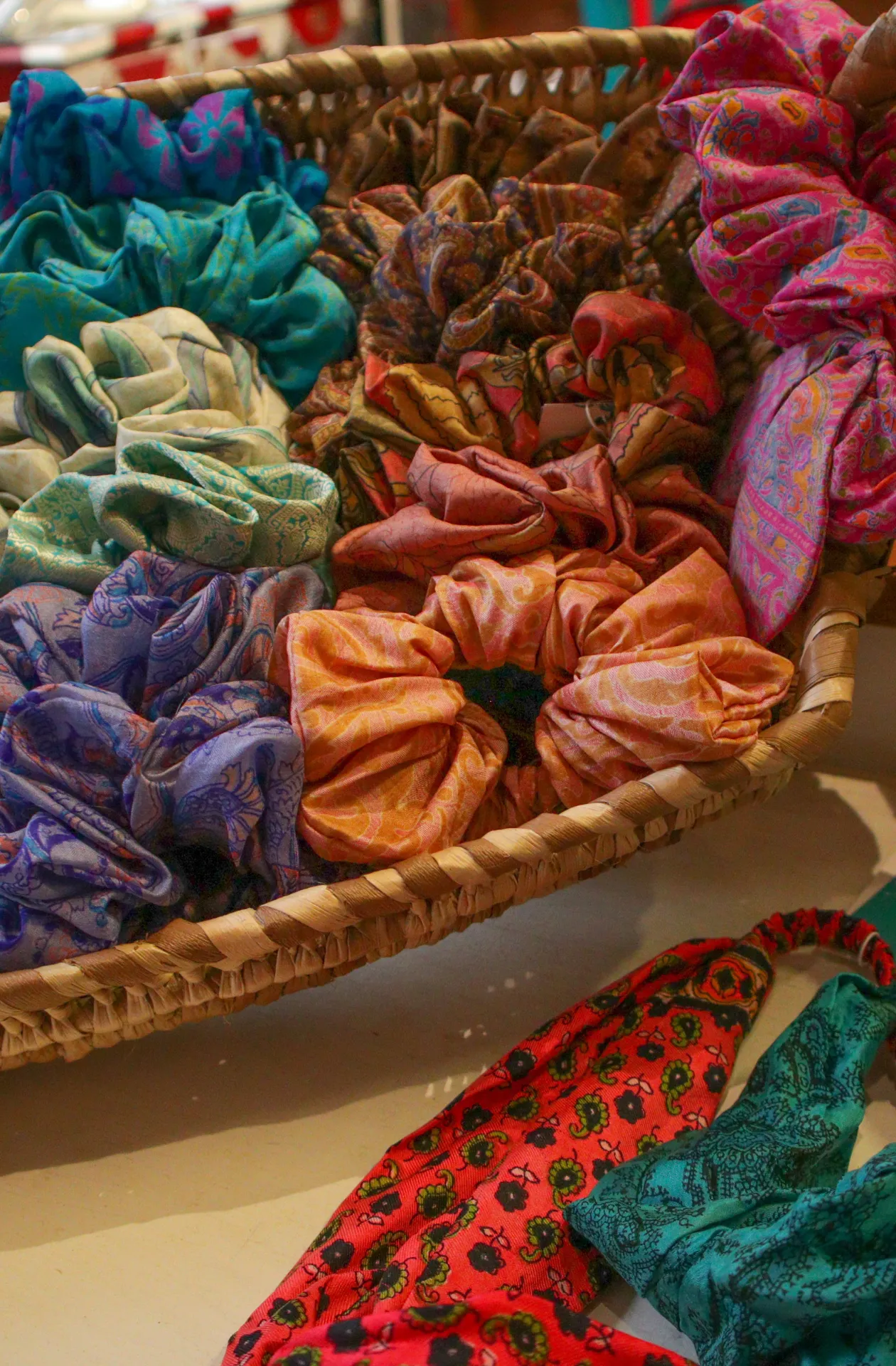 Carnivale vintage sari silk scrunchie. 100% silk.