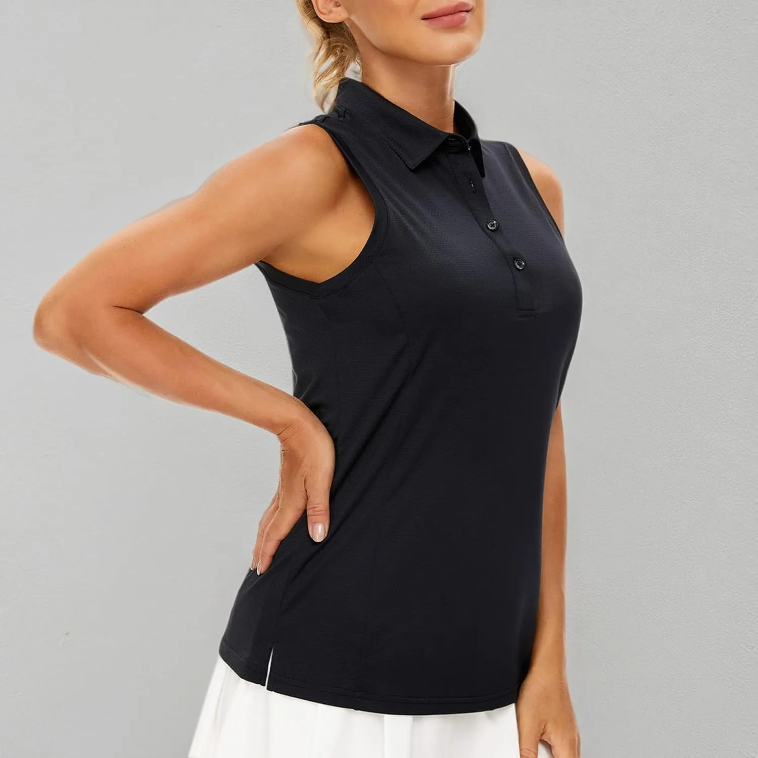 Casei Women's Sleeveless Golf Polo Shirts UPF 50  Quick Dry Collared Polo Shirts Athletic Tank Tops Shirts