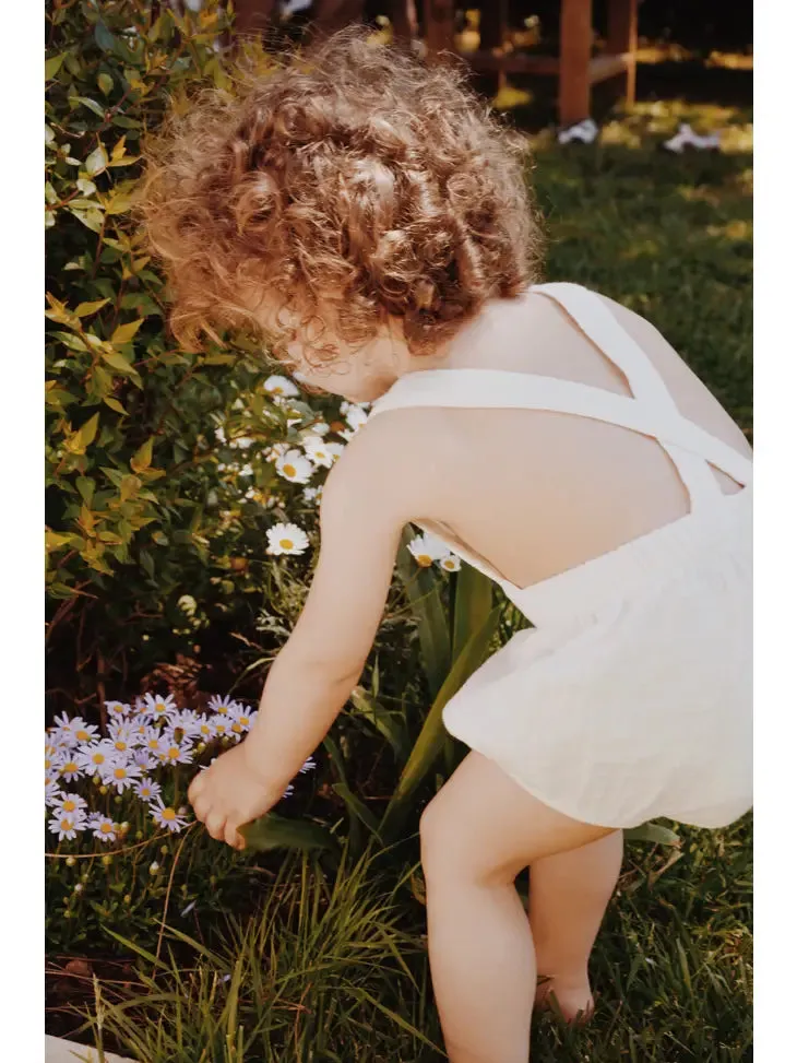 Cotton Muslin Overalls for Baby - Cream