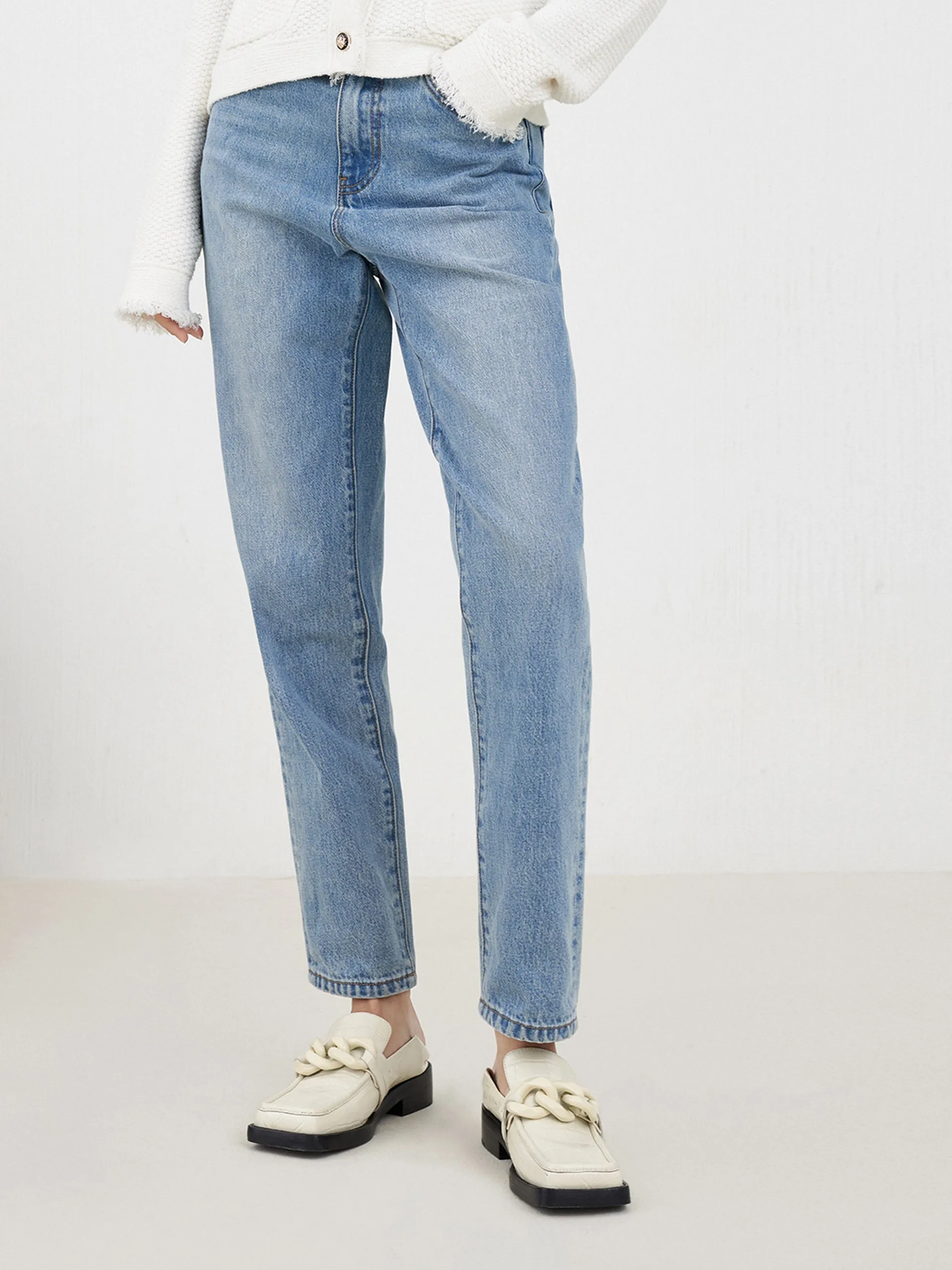 Cotton Straight Leg Jeans