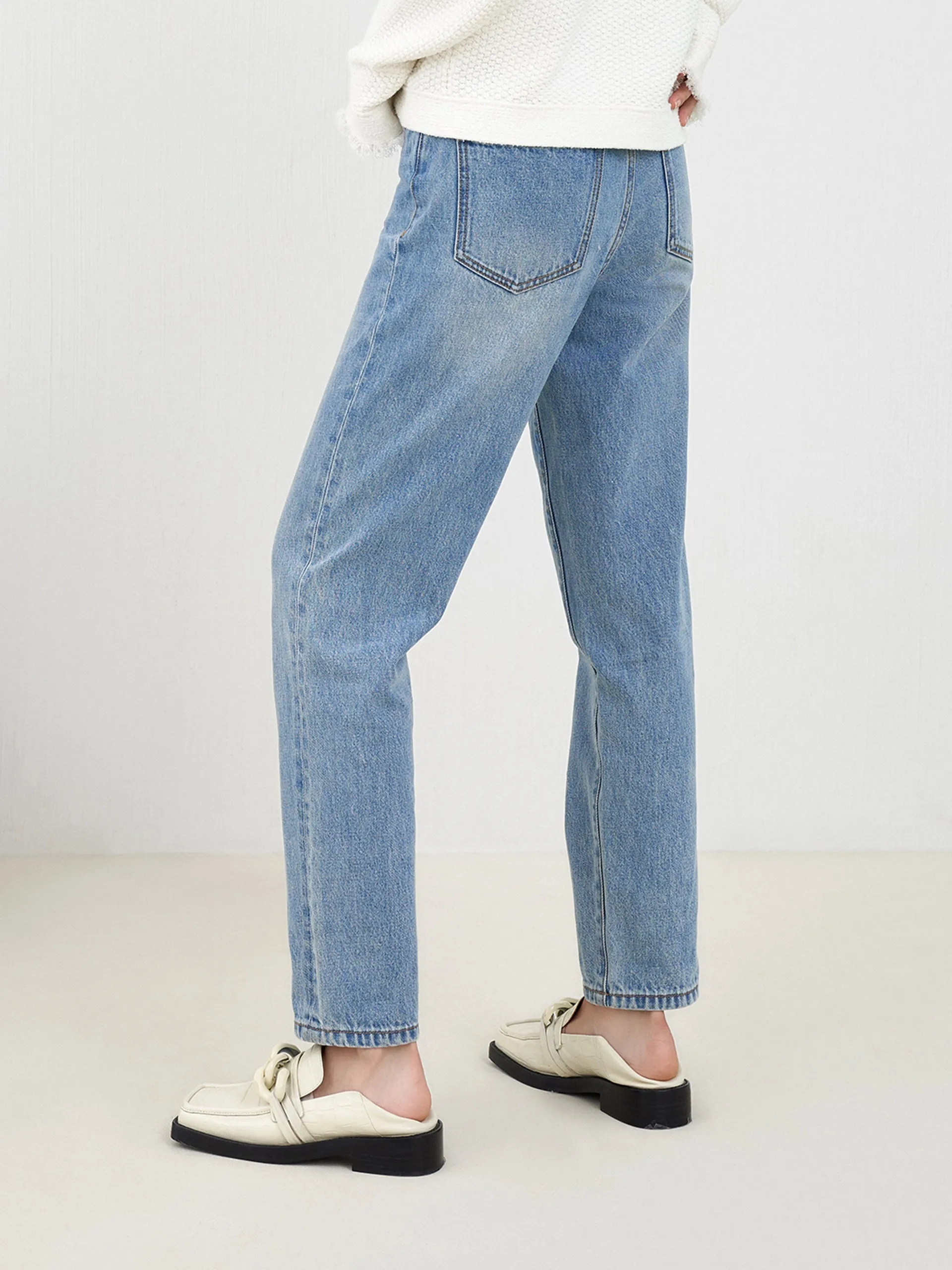 Cotton Straight Leg Jeans