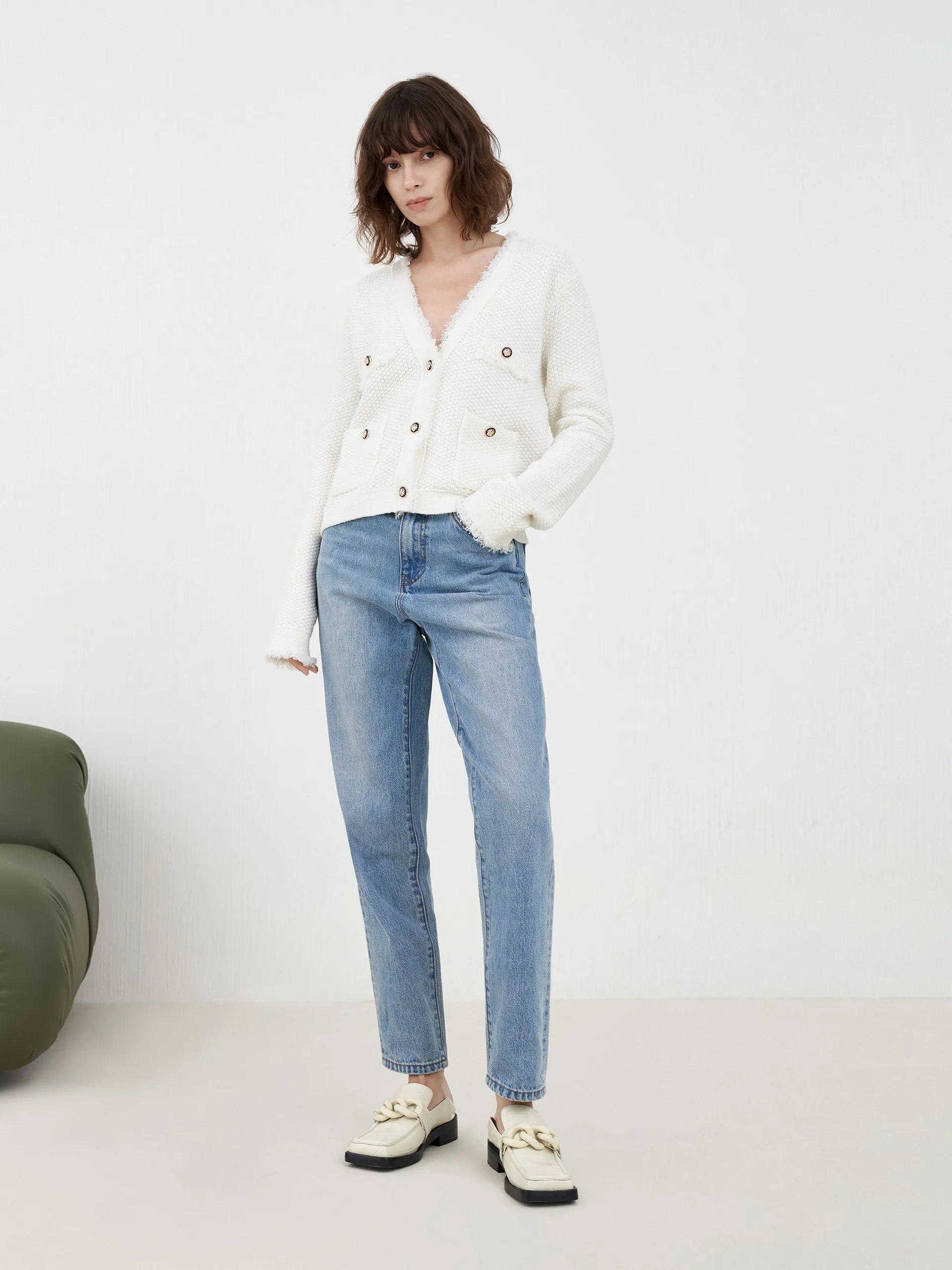 Cotton Straight Leg Jeans