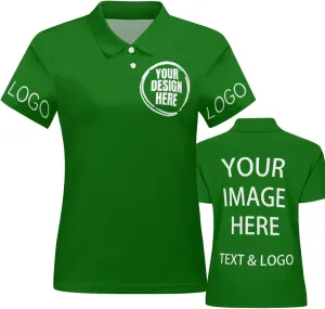 Custom Polo Shirts for Women Customize Your Text Custom Company Logo Personalized Short Sleeve for Sports Workwear