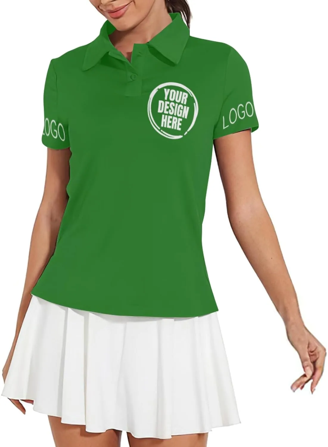 Custom Polo Shirts for Women Customize Your Text Custom Company Logo Personalized Short Sleeve for Sports Workwear