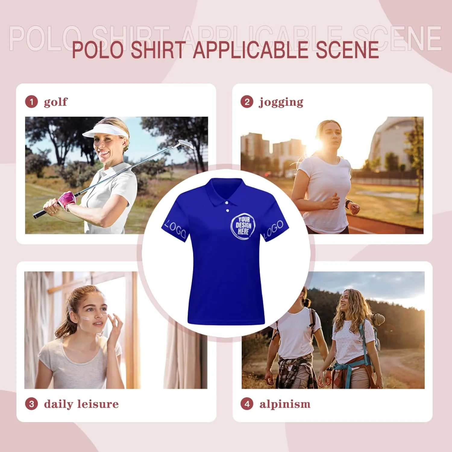 Custom Polo Shirts for Women Customize Your Text Custom Company Logo Personalized Short Sleeve for Sports