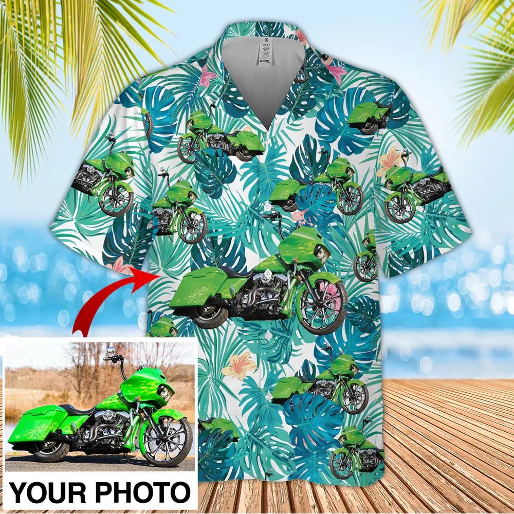 Custom Seamless Biker Hawaiian Shirt, moto biker aloha shirt for men, Hawaii shirt woman