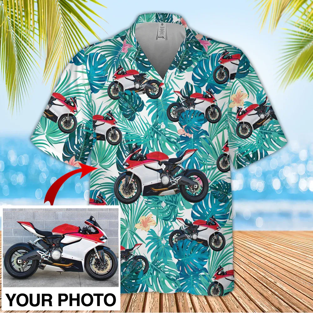 Custom Seamless Biker Hawaiian Shirt, moto biker aloha shirt for men, Hawaii shirt woman