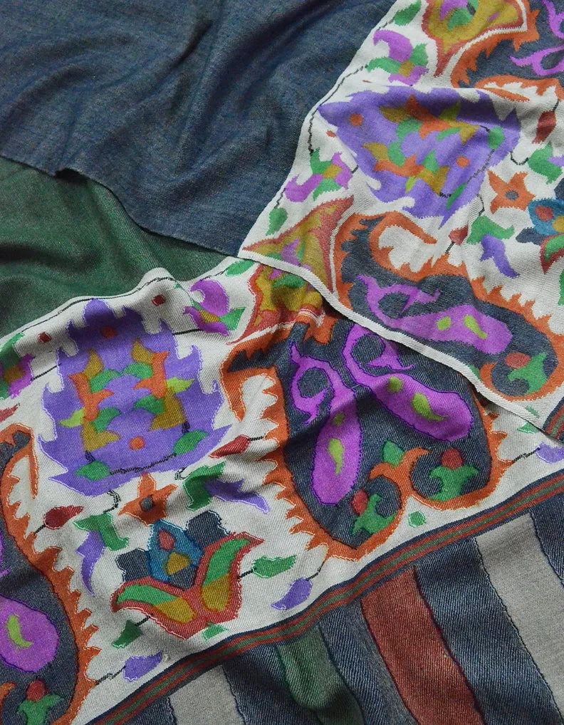 Dark Reversible Kani Pashmina Shawl 7015