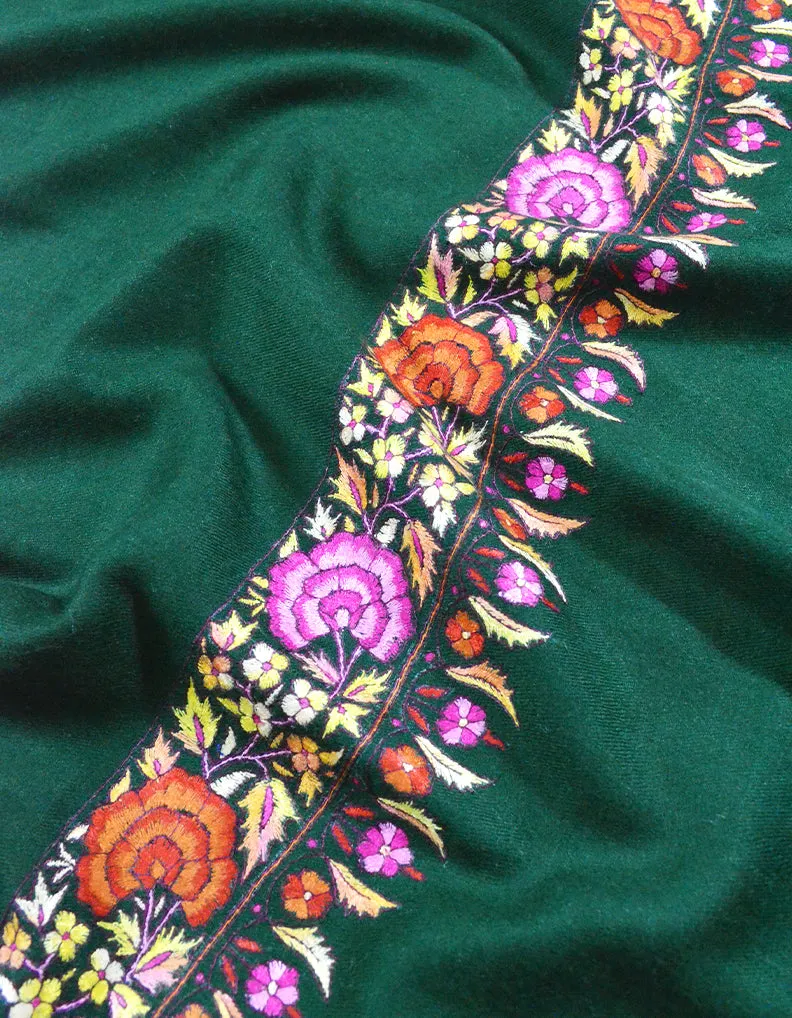 deep green embroidery pashmina shawl 8122
