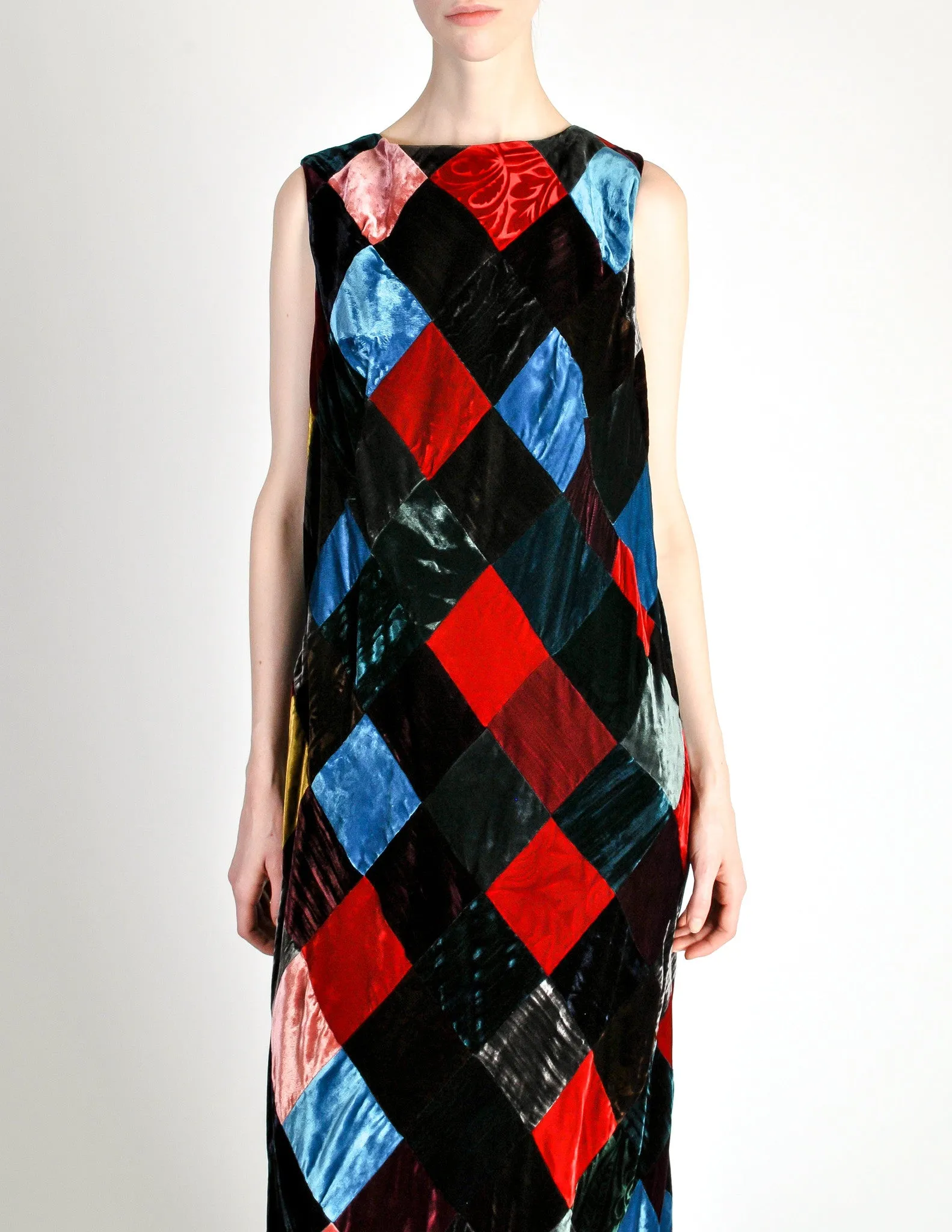 Dolce & Gabbana Vintage Patchwork Velvet Maxi Dress