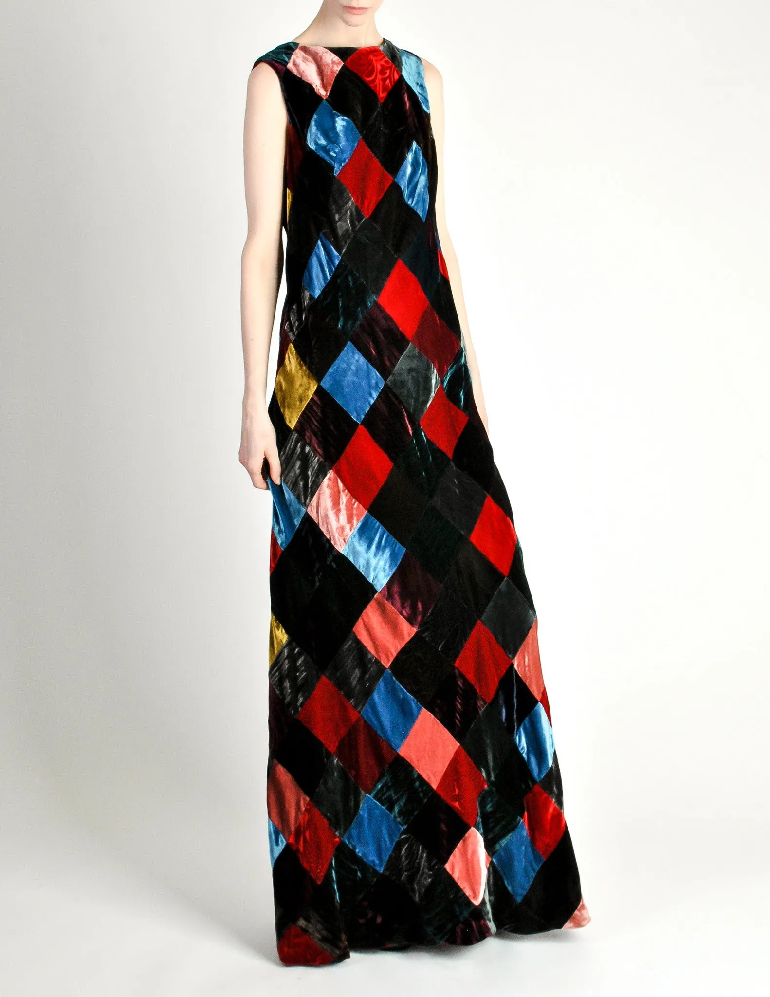 Dolce & Gabbana Vintage Patchwork Velvet Maxi Dress