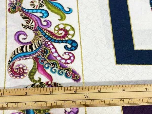 Double Border Chinese Dog PANEL - Korean Cotton
