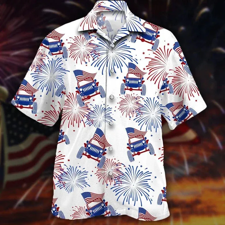 Flag Jee And Fireworks Beautiful Hawaiian Shirt