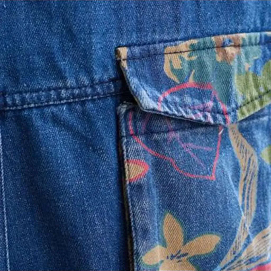 Floral denim dungaree for ladies