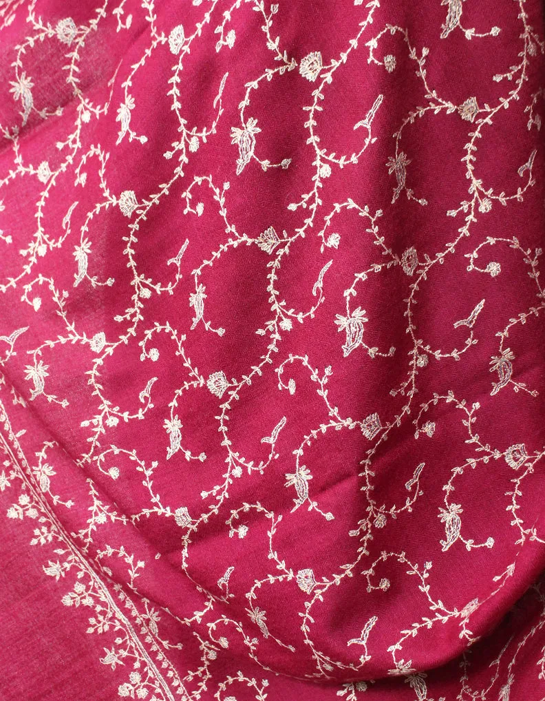 Fuscia Pink Pashmina Shawl With Sozni Work 5741