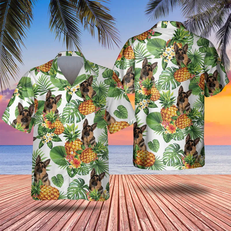German Shepherd Dog Tropical Pattern Hawaiian Shirt, Dog lover Hawaiian Shirt, summer gift for men and women