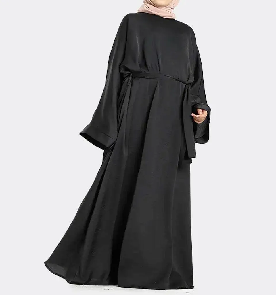 Girls Black Silky Abaya
