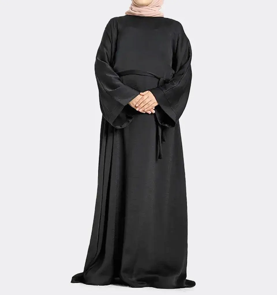 Girls Black Silky Abaya