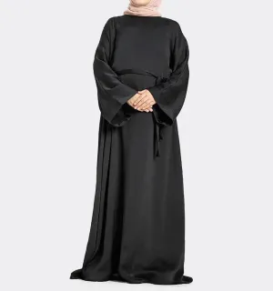 Girls Black Silky Abaya