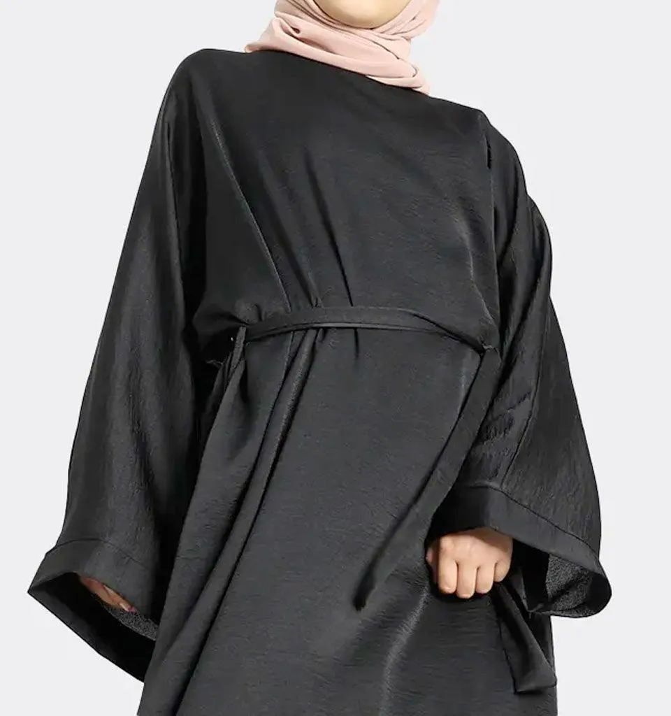 Girls Black Silky Abaya