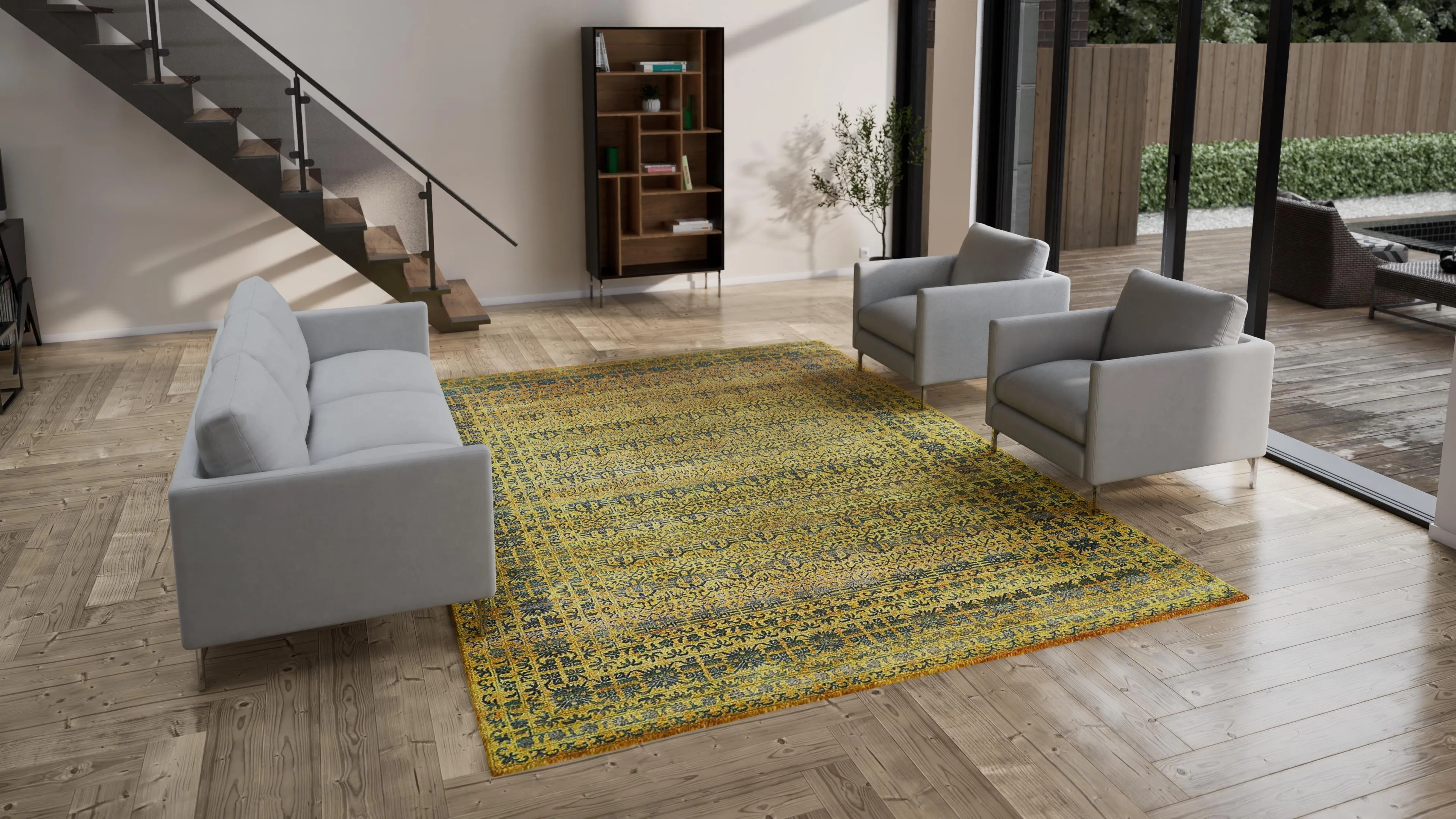 Green Alchemy Transitional Wool Silk Blend Rug - 9'1" x 12'2"