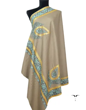 Grey Pashmina Shawl With Papermachie & Tilla 5854