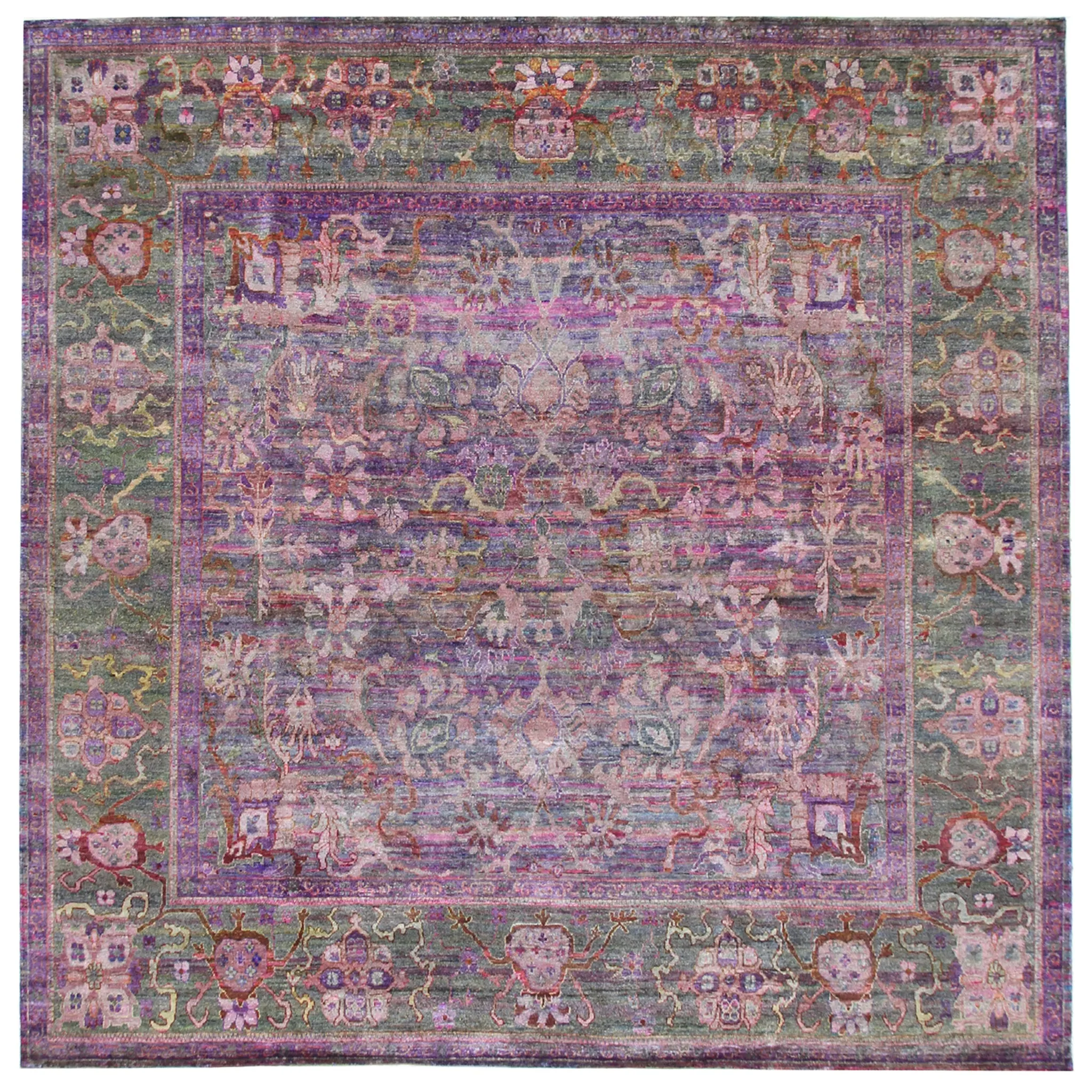 Grey Transitional Silk Rug - 11'1" x 11'2"