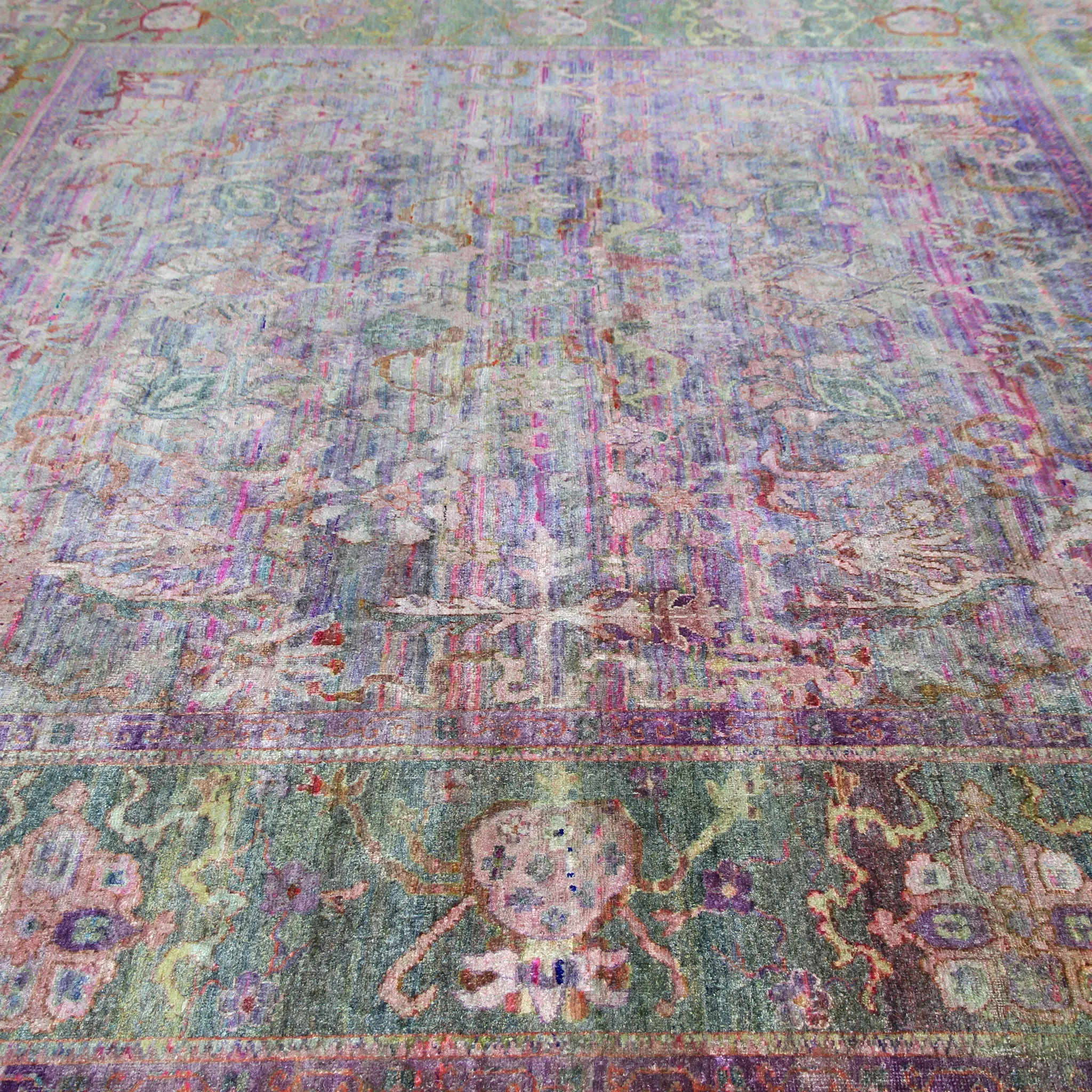 Grey Transitional Silk Rug - 11'1" x 11'2"