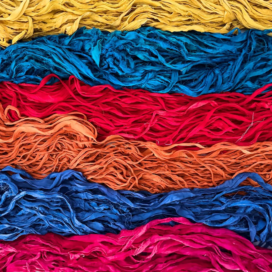 Handmade Recycled Sari Silk Chiffon Ribbon Yarn