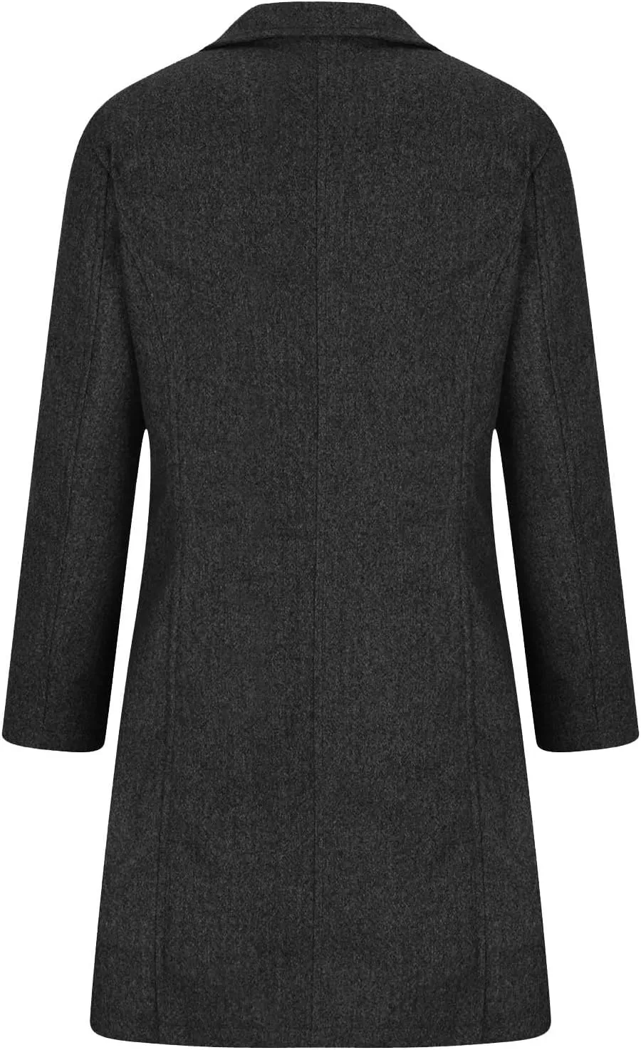 HGps8w Classic Single-Breasted Trench Coat for Women Dressy Wool Blend Winter Pea Coat Mid-Long Outerwear Jacket with Pockets