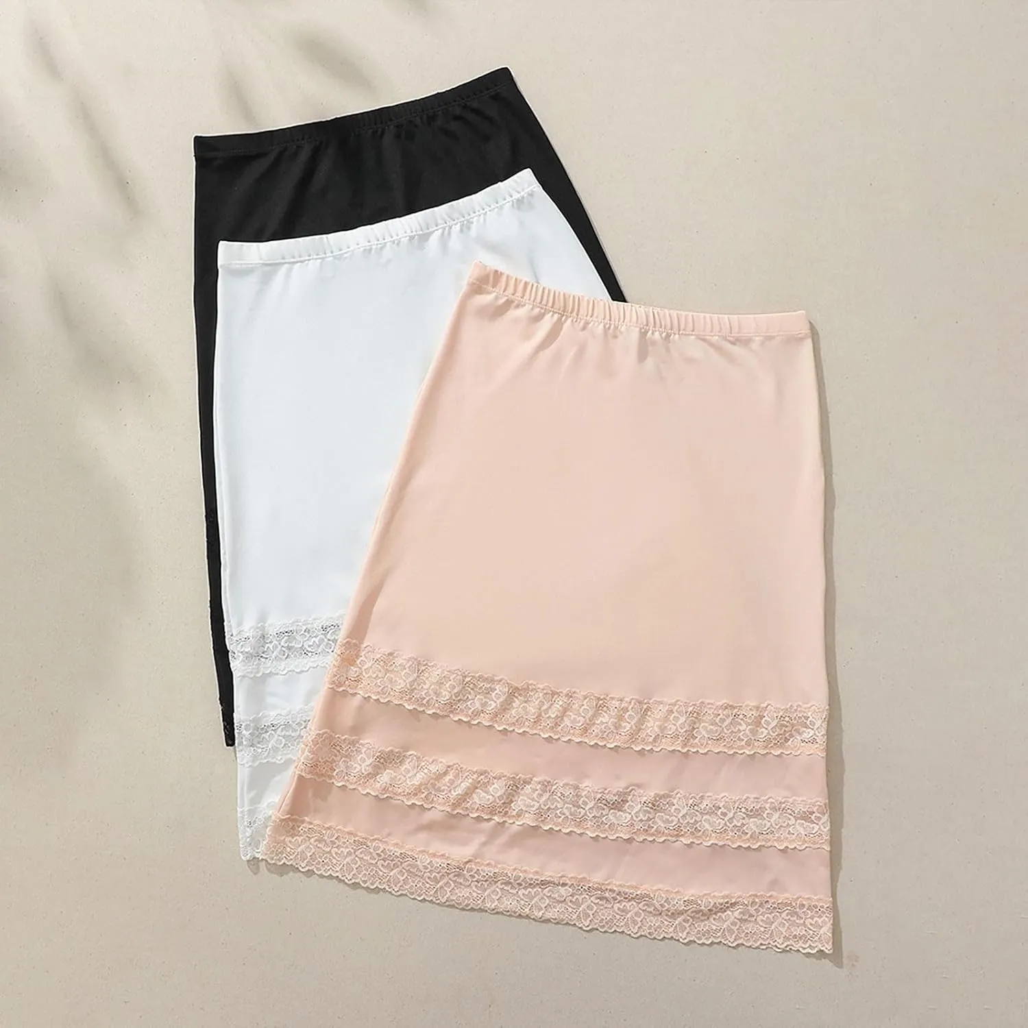 HGps8w Women's Half Slip for Under Dresses, Lace Patchwork Dress Extender Above Knee Short Underskirt