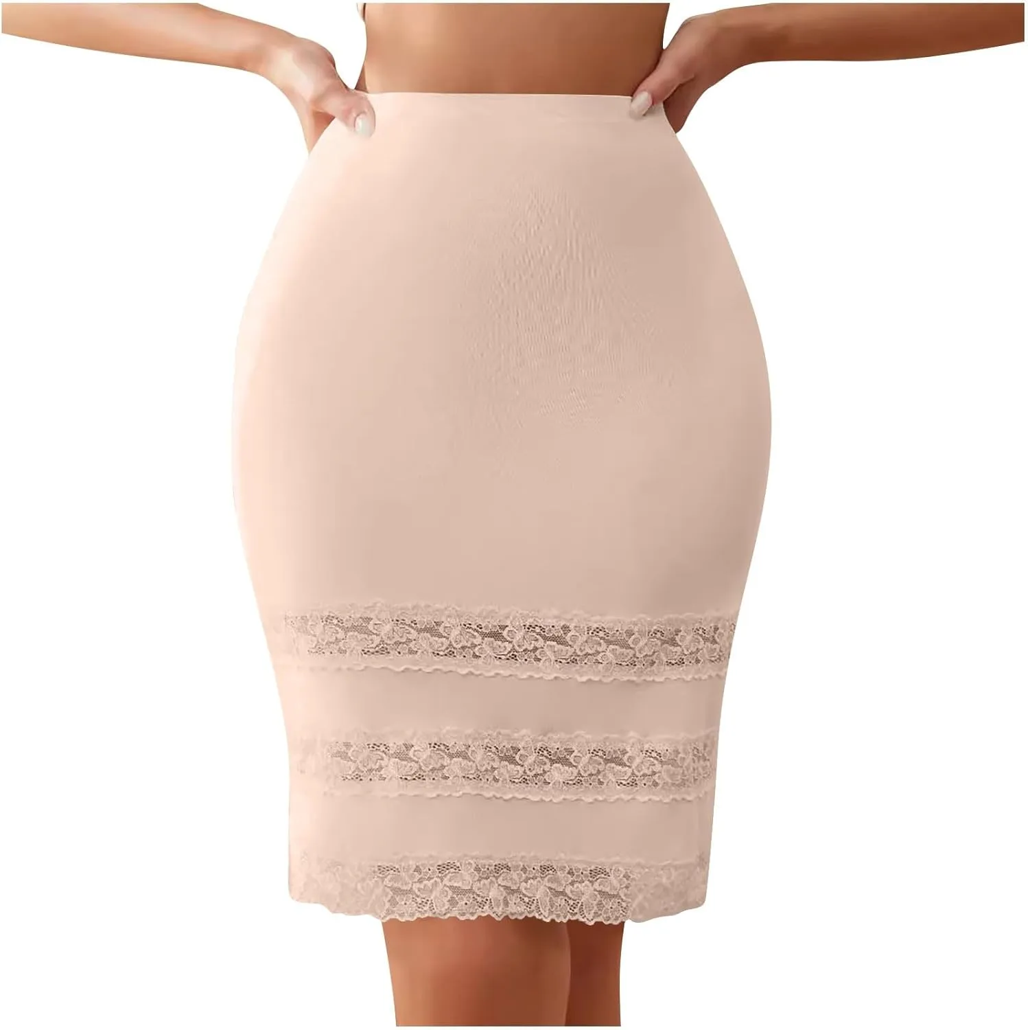 HGps8w Women's Half Slip for Under Dresses, Lace Patchwork Dress Extender Above Knee Short Underskirt