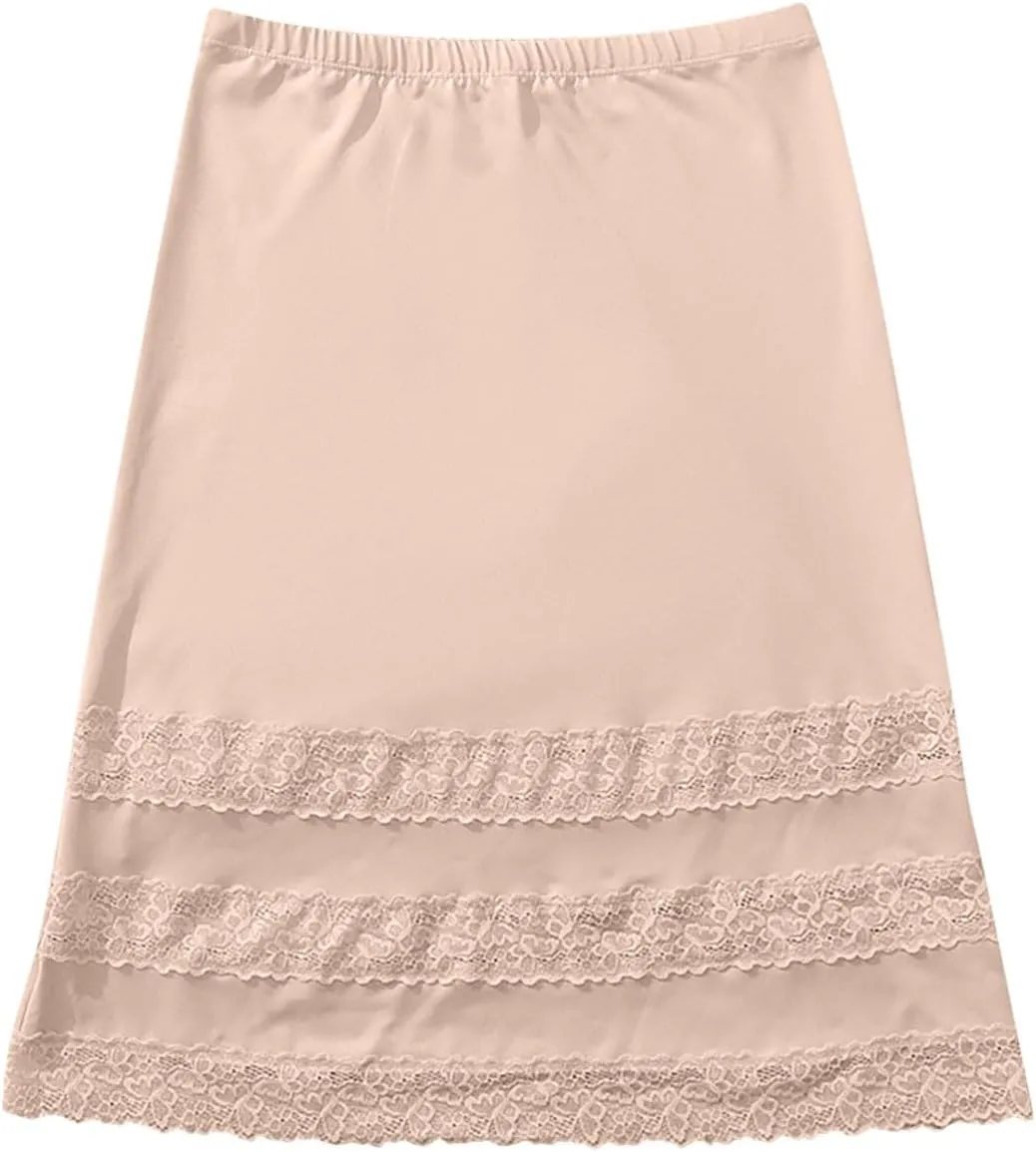 HGps8w Women's Half Slip for Under Dresses, Lace Patchwork Dress Extender Above Knee Short Underskirt