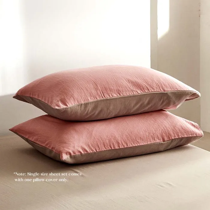 Hypoallergenic Cotton Sheet Set I Double I Pink Brown