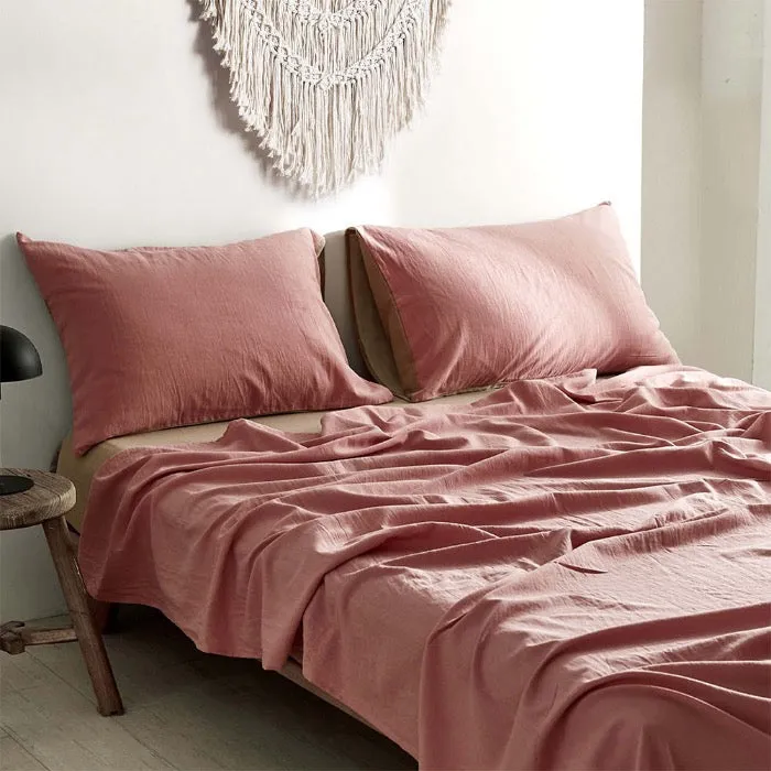 Hypoallergenic Cotton Sheet Set I Double I Pink Brown