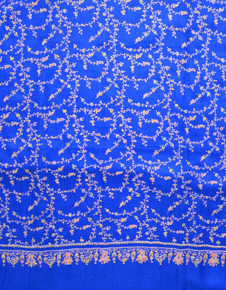 Ink Blue Pashmina Shawl With Sozni Work 5816