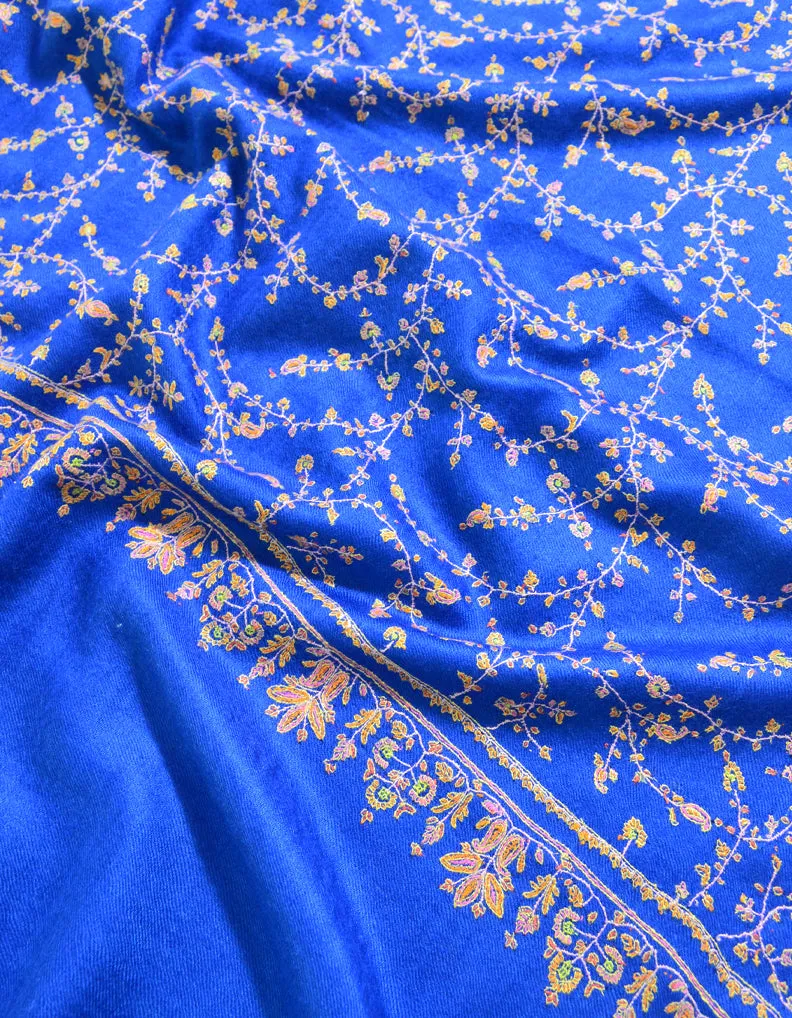 Ink Blue Pashmina Shawl With Sozni Work 5816