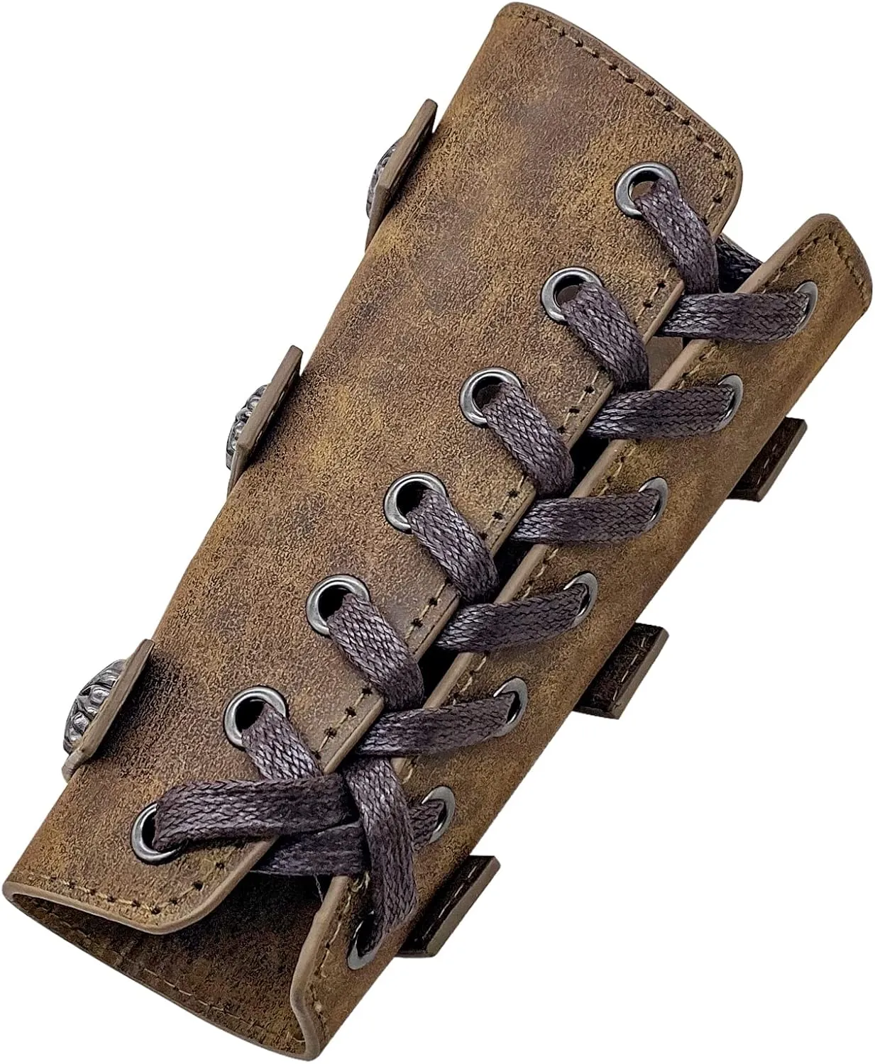 Jeilwiy Viking Bracers Medieval Leather Bracers Arm Armor Cuff Leather Gauntlet Wristband Punk Arm Guards for Men Women 2Pack