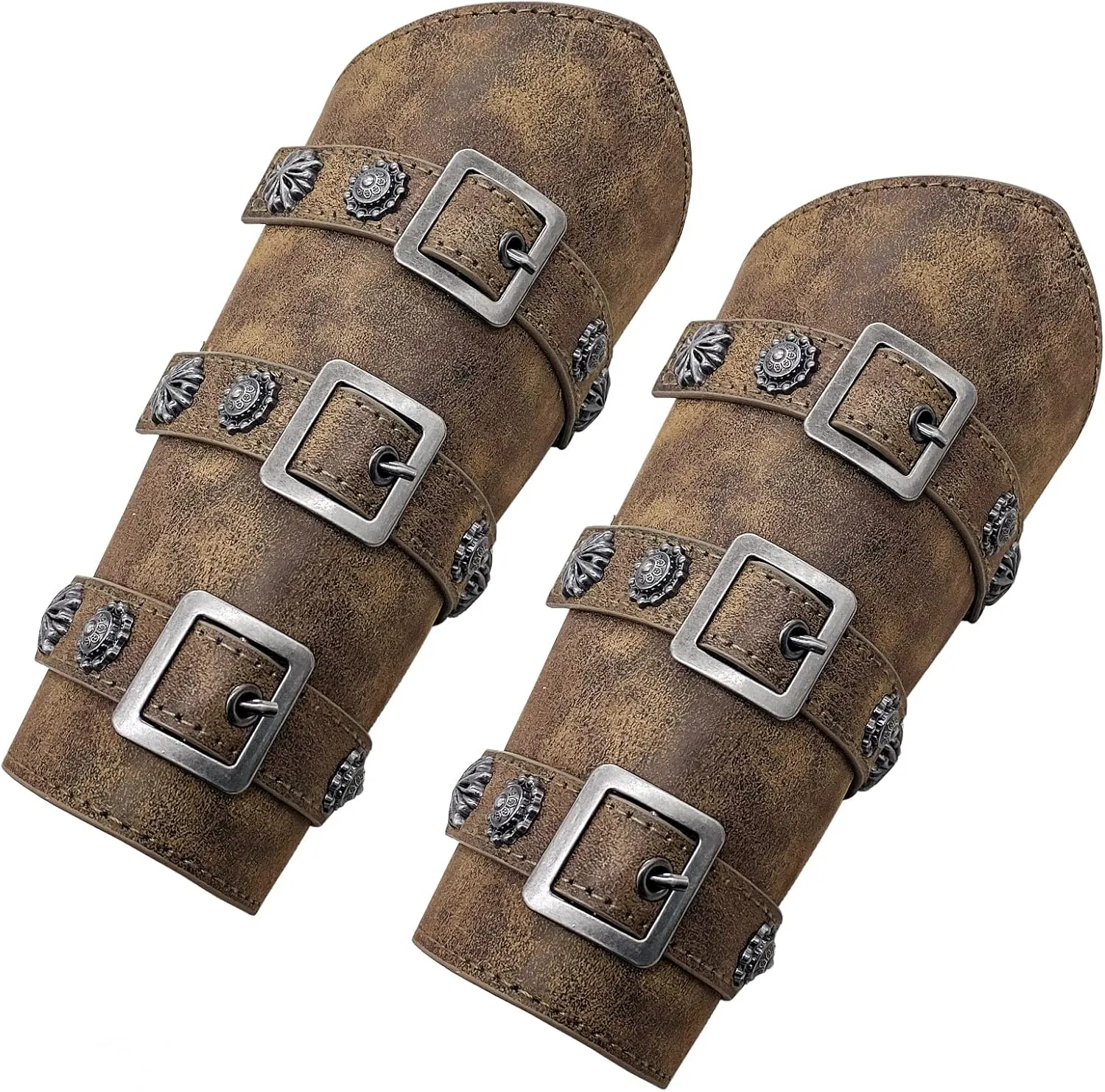 Jeilwiy Viking Bracers Medieval Leather Bracers Arm Armor Cuff Leather Gauntlet Wristband Punk Arm Guards for Men Women 2Pack