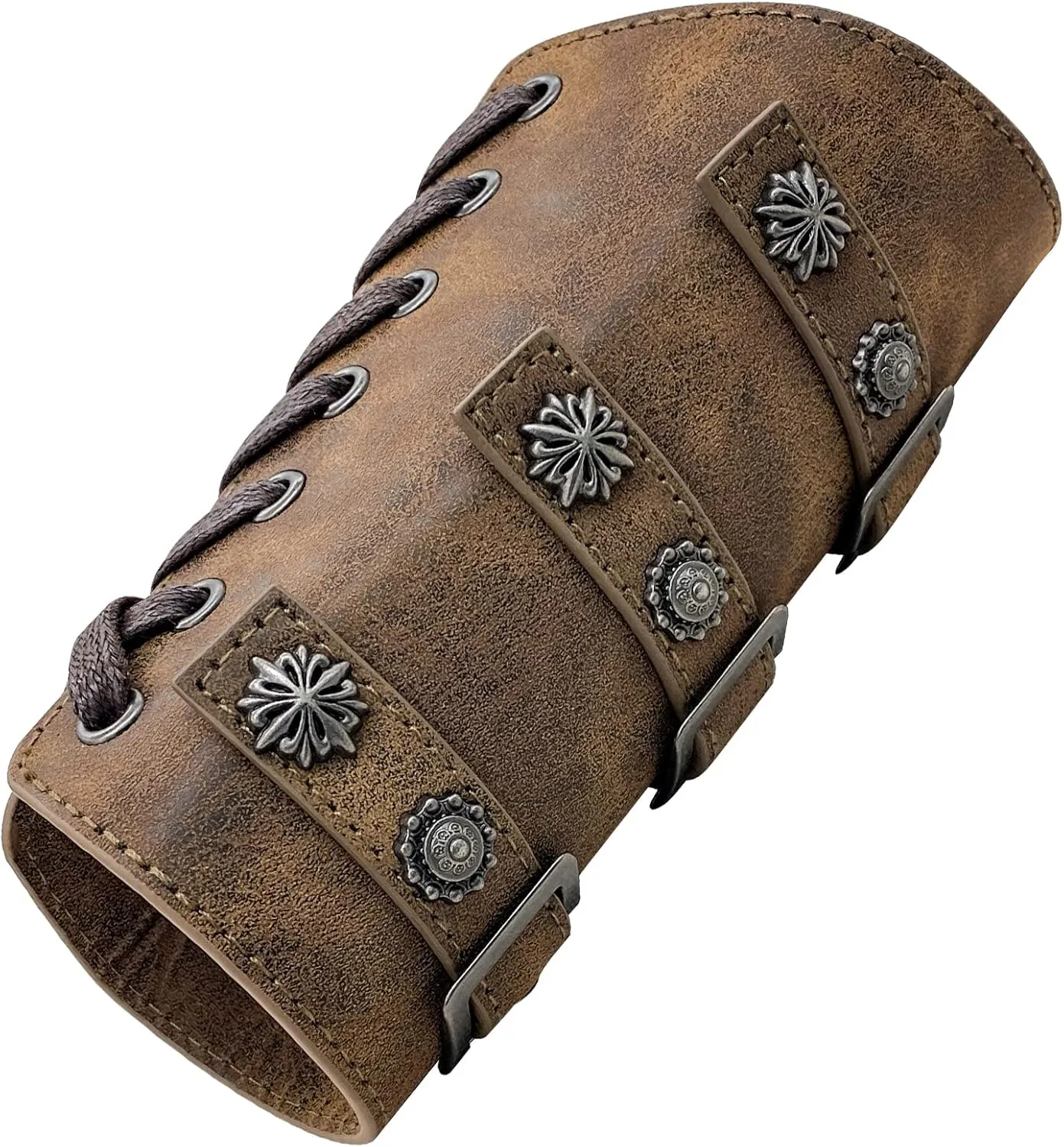 Jeilwiy Viking Bracers Medieval Leather Bracers Arm Armor Cuff Leather Gauntlet Wristband Punk Arm Guards for Men Women 2Pack