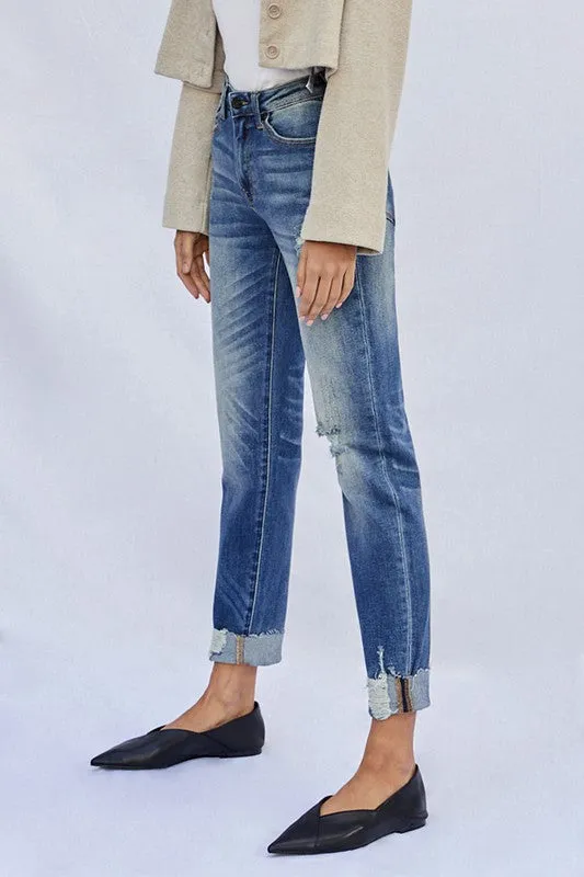 Kancan Raw Hem Boyfriend Jeans