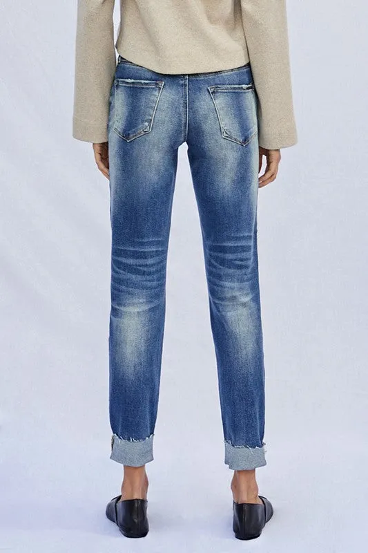 Kancan Raw Hem Boyfriend Jeans