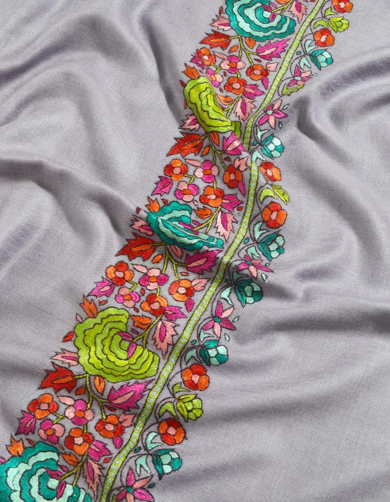Lavender Pashmina Shawl With Embroidery 5587