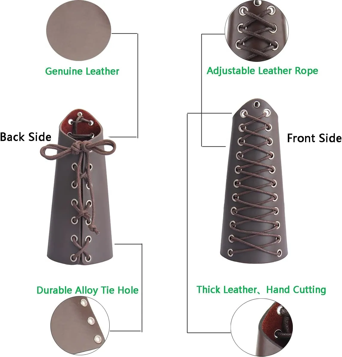 Leather Gauntlet Wristband Wrist Armor Leather Bracers Medieval Vambrace Archery Bracers Viking Guards for Men Women 2PCS