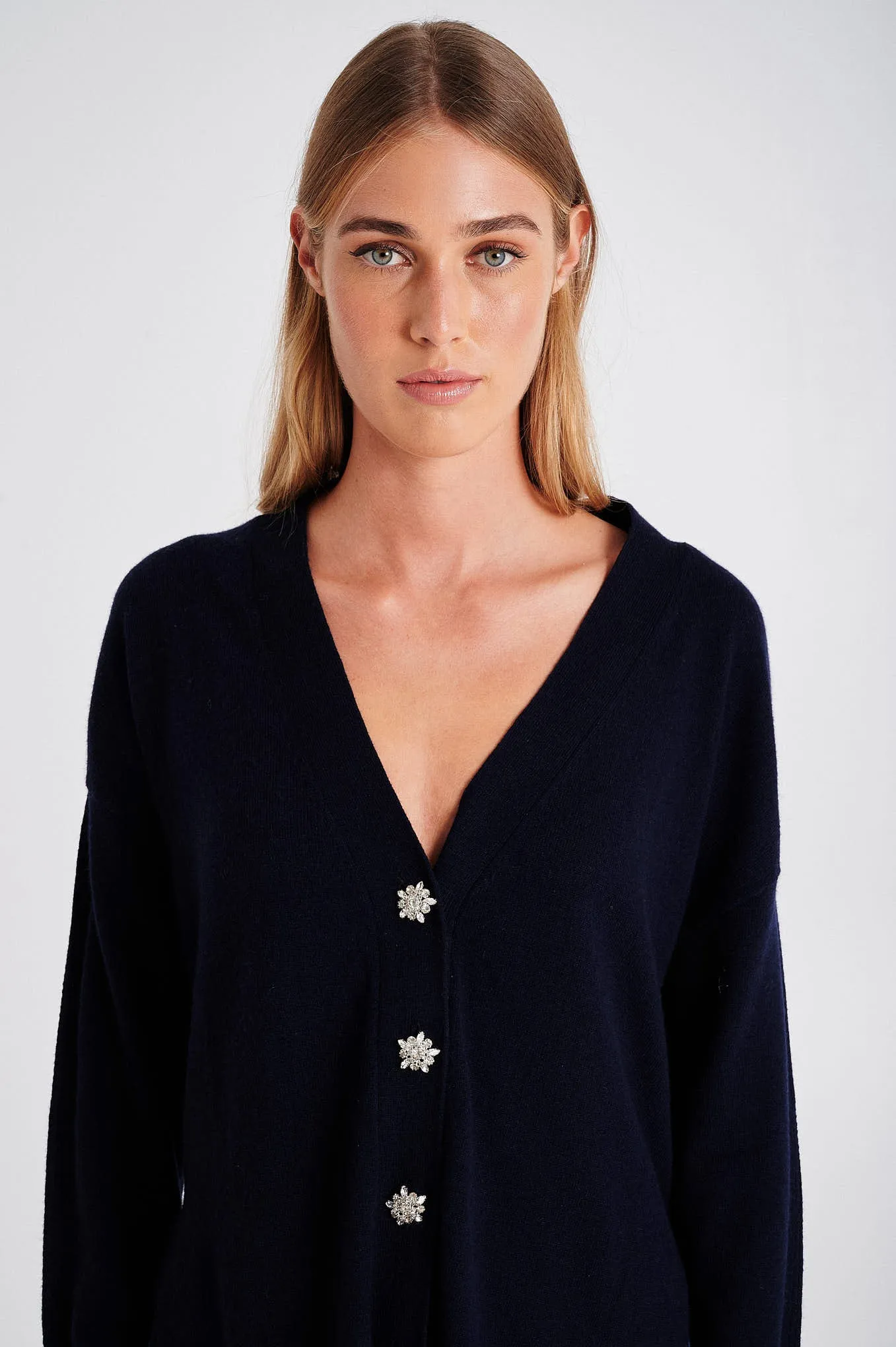 Long Cardigan with crystal buttons