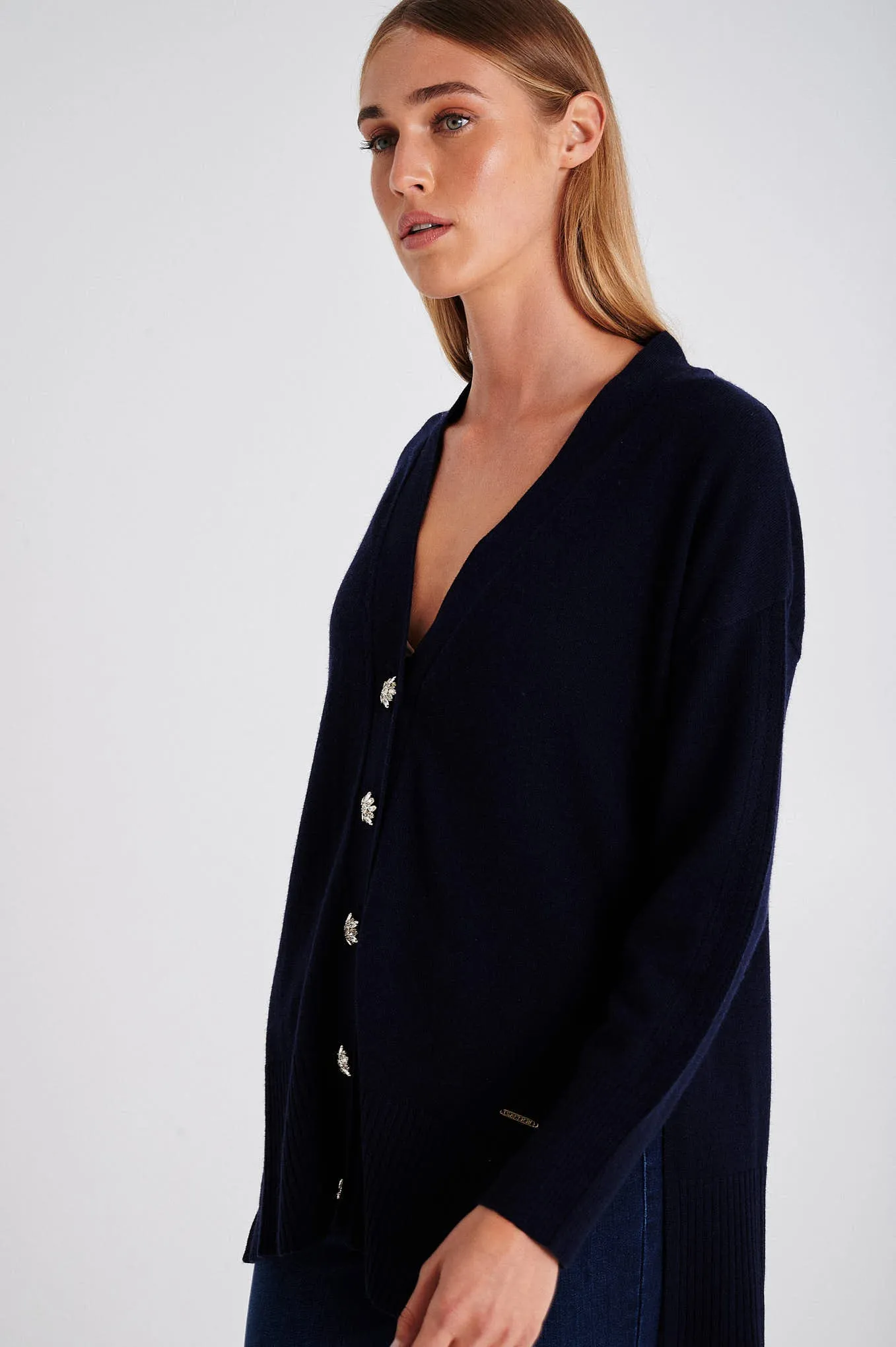 Long Cardigan with crystal buttons