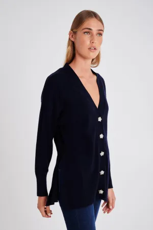Long Cardigan with crystal buttons