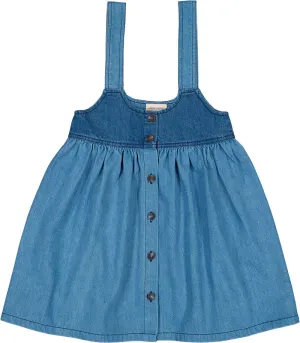 LOUIS LOUISE BLUE DENIM PATCHWORK LONG CARAMBA DRESS