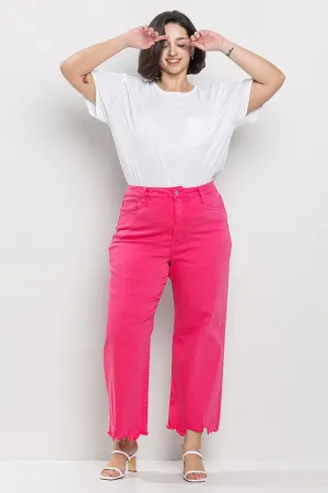 M. RISE PLUS STRAIGHT LEG JEANS WITH IN HOT PINK / SP-P10626HP-PL